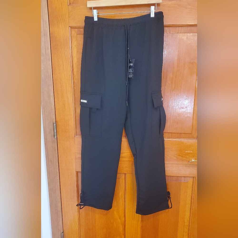Men's Cargo Sweatpants Loose Fit Pants Joggers for Men with Pockets, Open Bottom